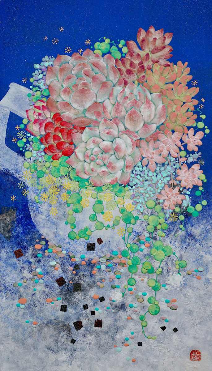 有明海の夕焼けを、描いた、P６号のアクリル画です。私の作品です。 海 絵画（03）sea アクリル画 8号 ocean F8 KIYOKAWA AIMI【絵画