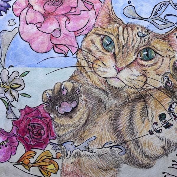 NO.123 Noir Tama 径を紡ぐ花縫い猫