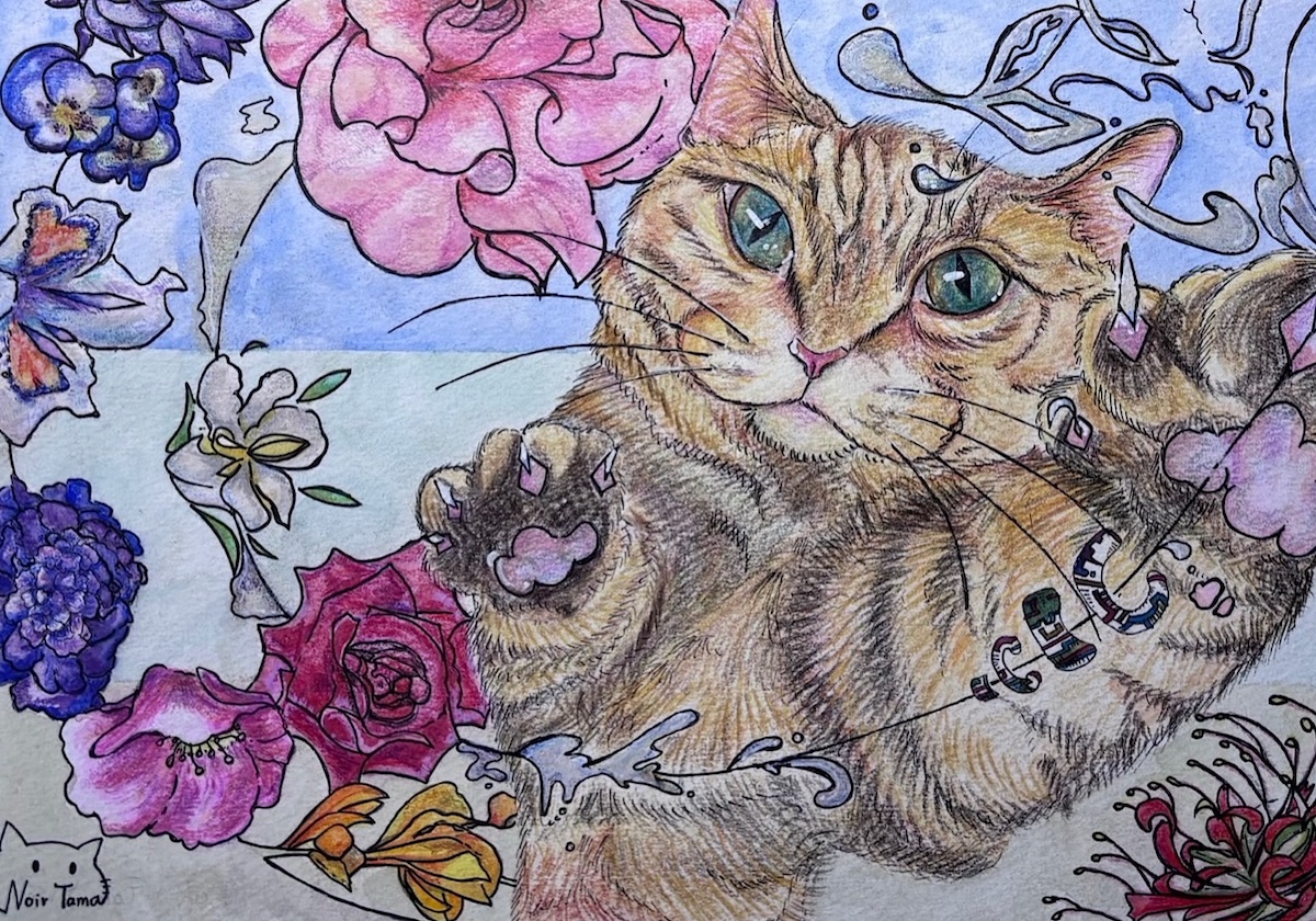 NO.123　Noir Tama　径を紡ぐ花縫い猫