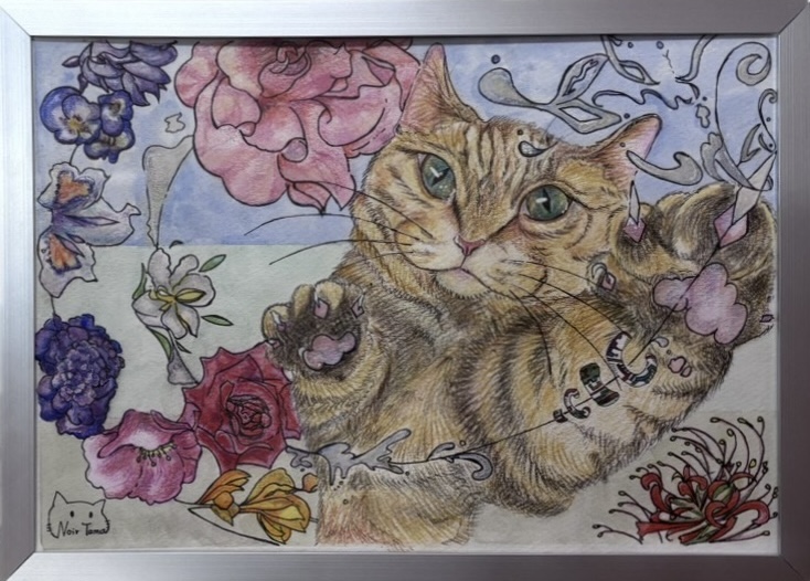 NO.123 Noir Tama 径を紡ぐ花縫い猫