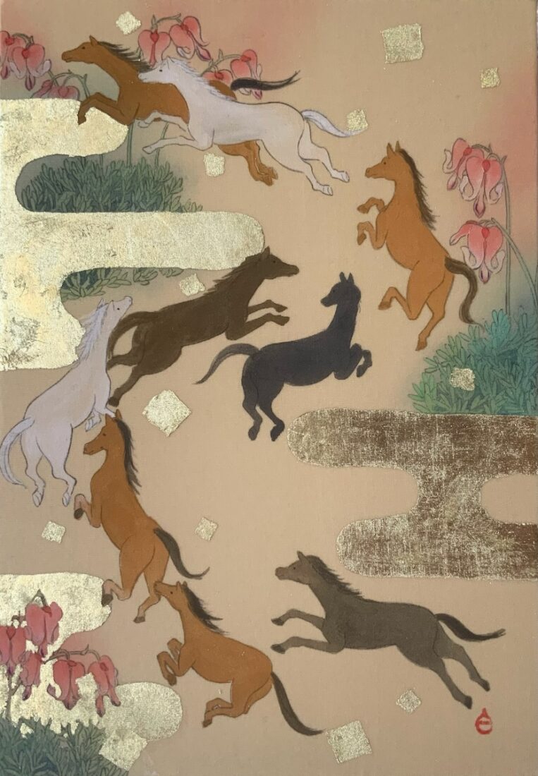 馬九頭図（駒草）